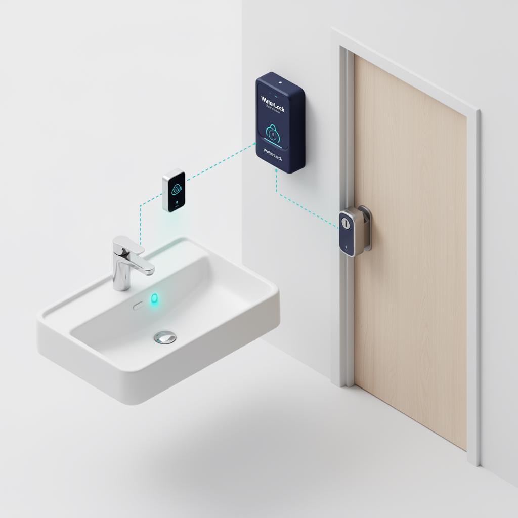 Waterlock smart restroom sink and door lock diagram