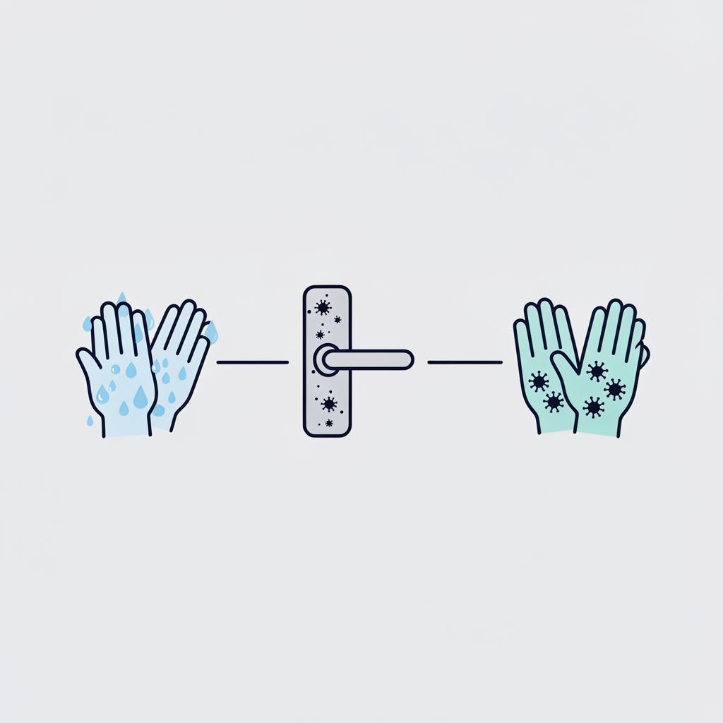Hygiene chain broken by a contaminated door handle